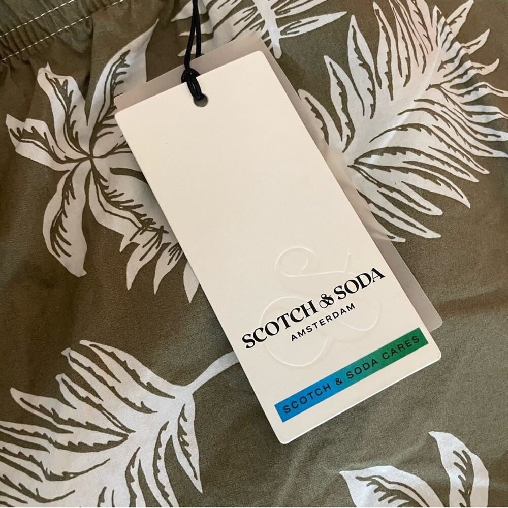 Scotch & Soda Men's Printed Poplin Bermuda Shorts Green Leaf Sz XL - Picture 7 of 10